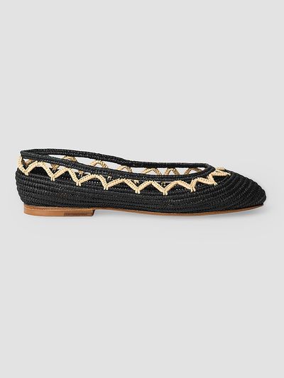 Odissì Women's Bea Zigzag Raffia Ballet Flats