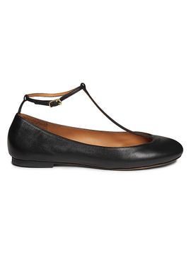 Odissì Women's Calla Leather T-Strap Ballerina Flats