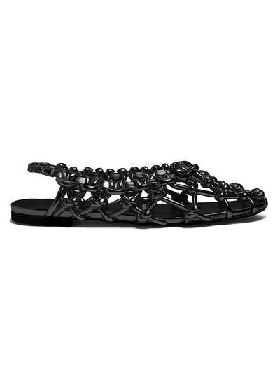 Odissì Women's Viviane Metallic Knot Woven Slingback Flat Sandals