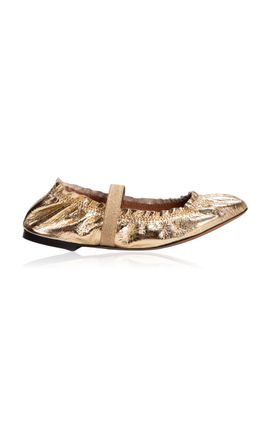 Odissi Odissi Flora Metallic Leather Ballerina Flats