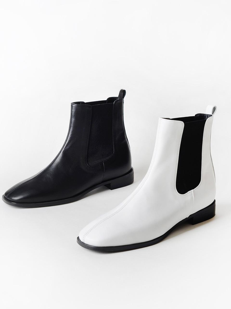ODR Genuine Leather Chelsea Ankle Boots 2cm Heel [Black/Beige] (OUD201917)