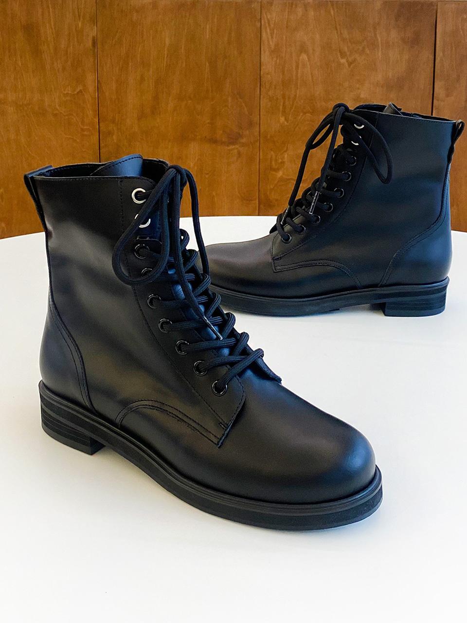 ODR Leather Ankle Chunky Heel Walker Boots [Black] (ODR202110)