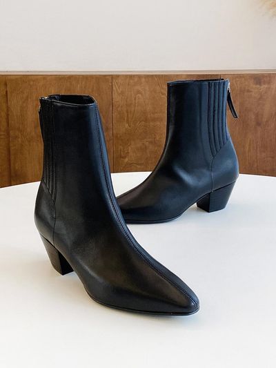 ODR Leather Elastic Pretzel Ankle Boots [Black]