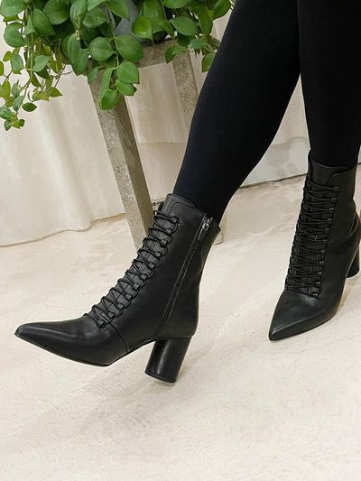 ODR Leather Lace-up Ankle Boots [Black] (ODR201918)