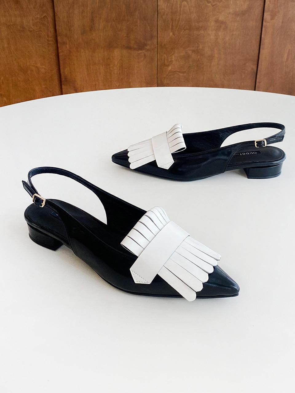 ODR Leather Tassel Slingback Pumps [Black] (ODR219181)