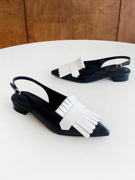 ODR Leather Tassel Slingback Pumps [Black] (ODR219181)