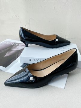 ODR Pearl V-line Mary Jane Mid Pumps [Black] (ODR219243)