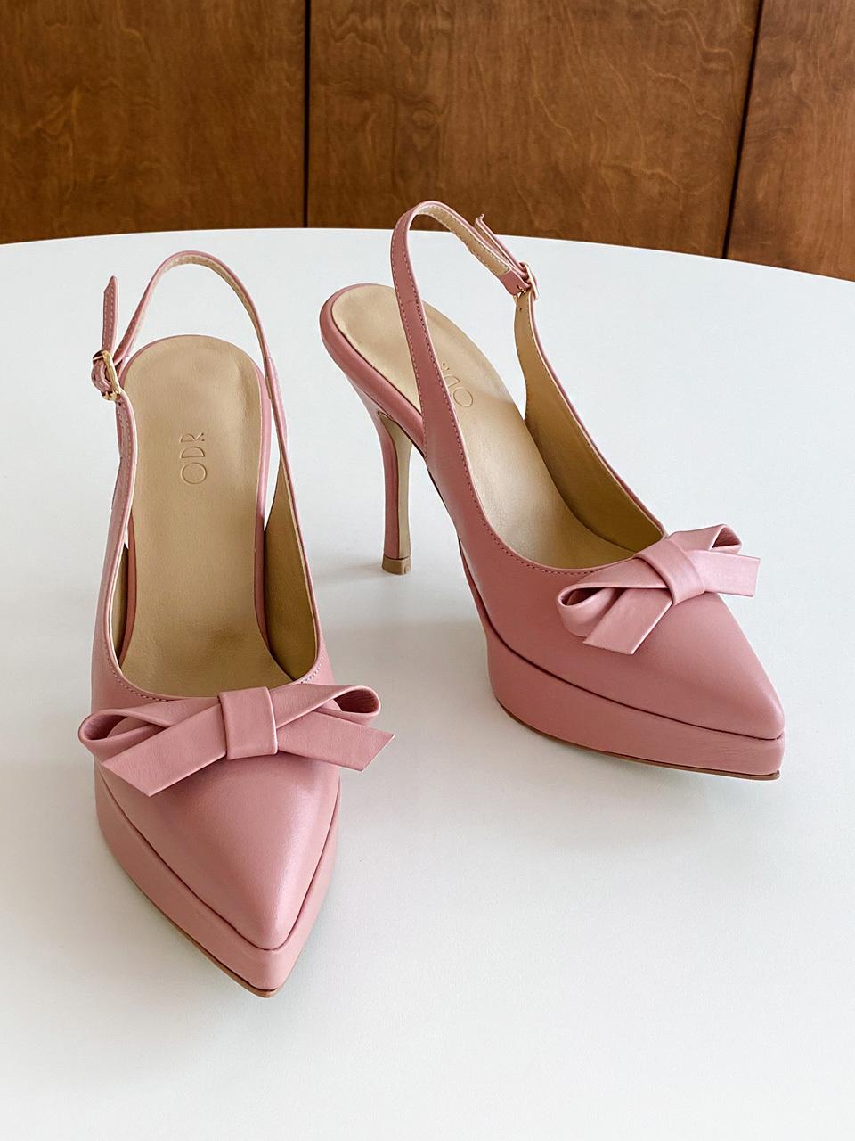ODR Ribbon Slingback Leather Pumps [Pink] (ODR220121-1)
