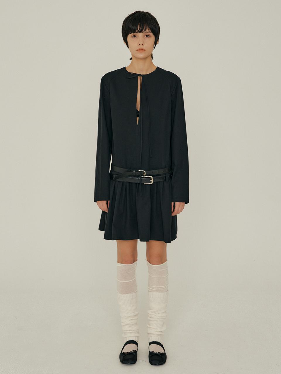 OEF 22FW_Double Belt Loops Mini Dress (Black)