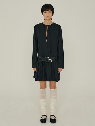 OEF 22FW_Double Belt Loops Mini Dress (Black)