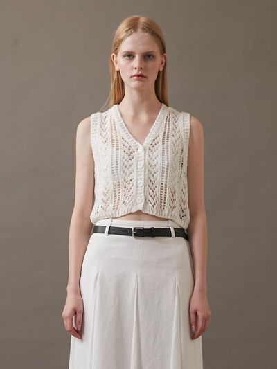 OEF 22SS_OEF Summer Knit Vest (White)