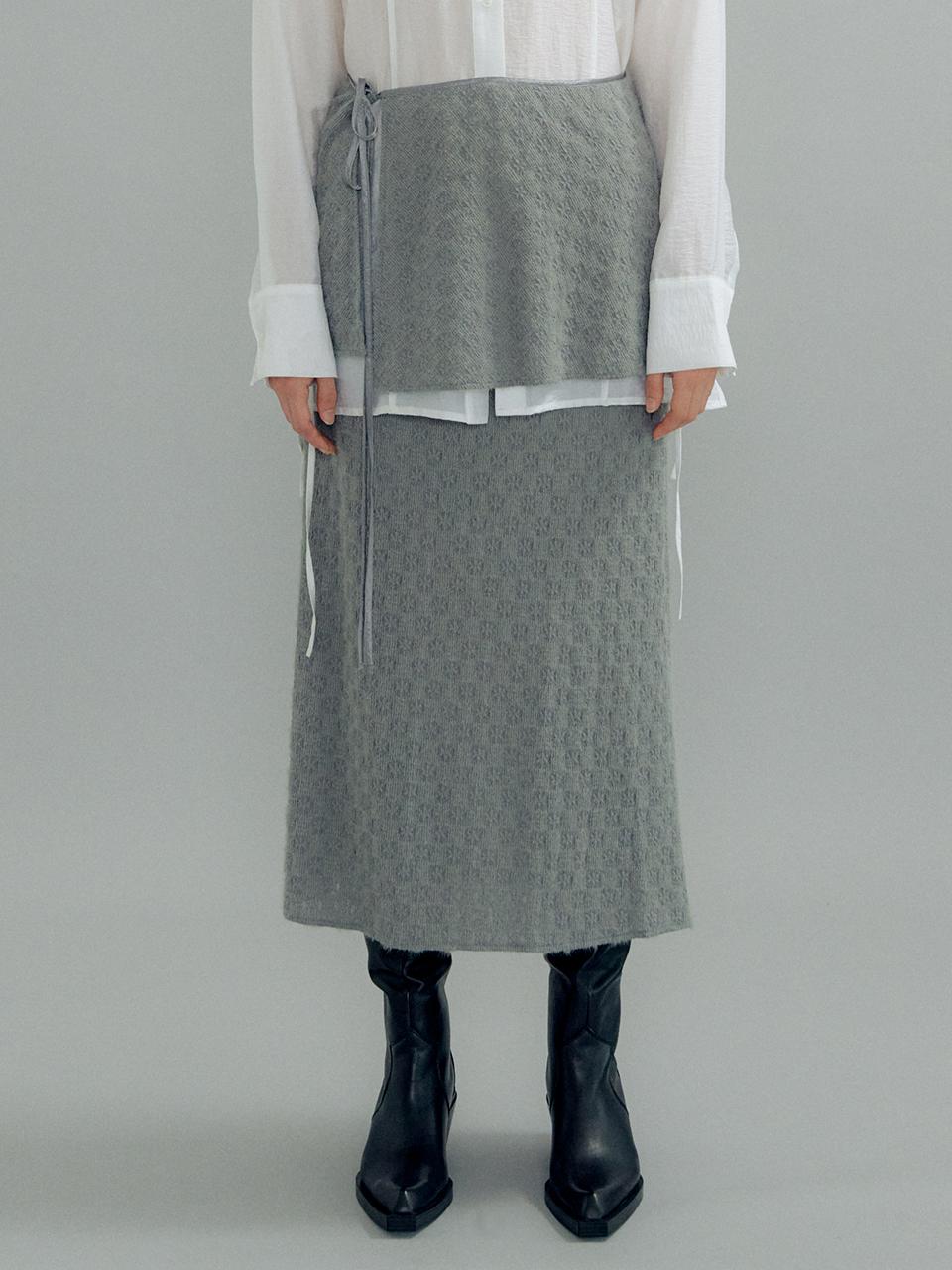 OEF Flower Jersey Skirt & Layered Skirt (Gray)