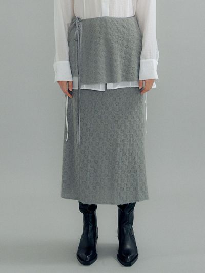 OEF Flower Jersey Skirt & Layered Skirt (Gray)