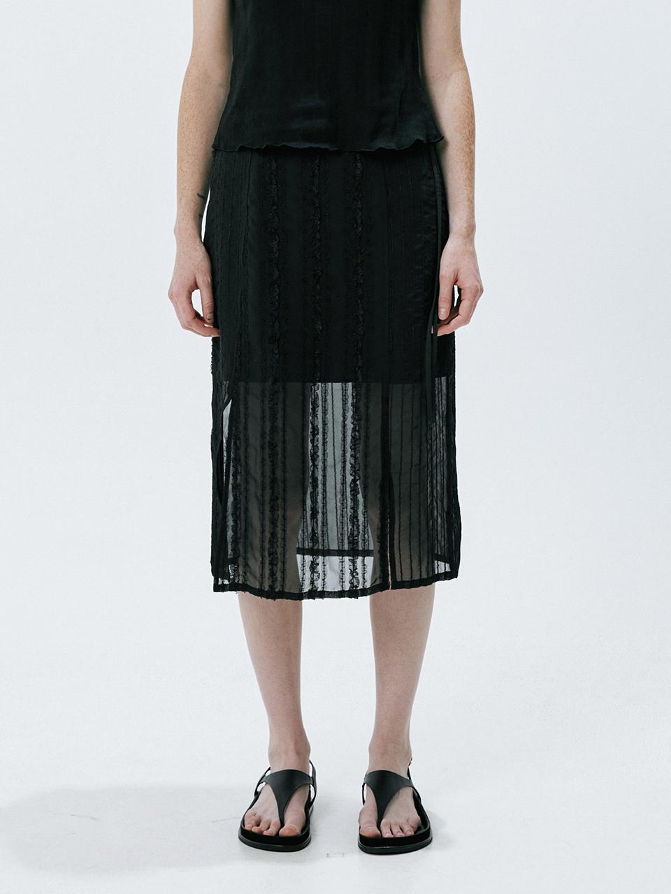 OEF Sheer Patch work Skirt (Black)