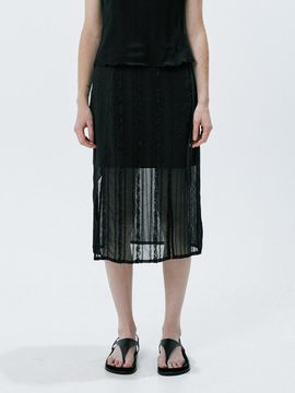 OEF Sheer Patch work Skirt (Black)