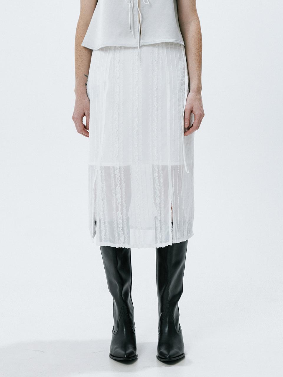 OEF Sheer Patch work Skirt (White)