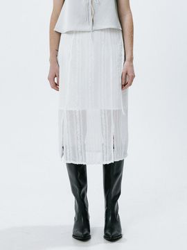 OEF Sheer Patch work Skirt (White)