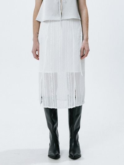OEF Sheer Patch work Skirt (White)