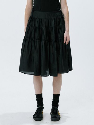 OEF Shirring Ribbon Skirt (Black)