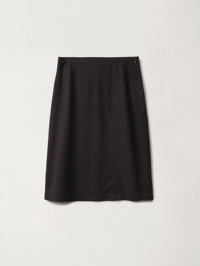 OEF Zipper Slit Skirt (Brown Suede)