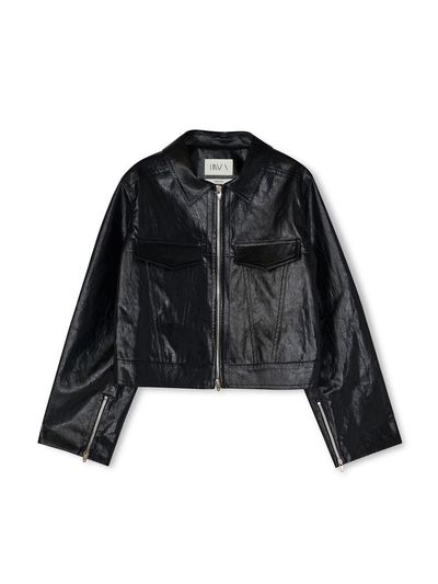 OEUVA black zipper leather jacket