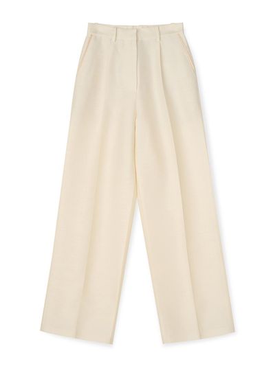 OEUVA Off-White PINK detail silk wool pants