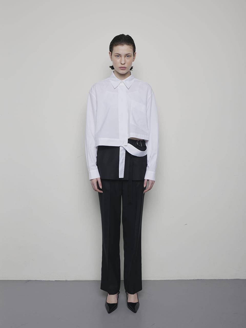 OEUVA Wool Blend Wide Leg Skirt Pants [Black]