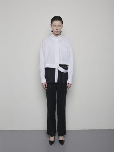 OEUVA Wool Blend Wide Leg Skirt Pants [Black]