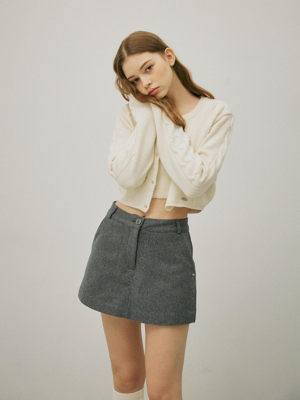 of that year Wool Blend Premium Korean Skirt Pants [Charcoal]