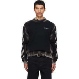 Off-White Off-White Black Diagonal Arrow Corrosion Knit Crewneck Sweater
