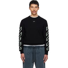 Off-White Off-White Black Diagonal Outline Knit Crewneck Sweater