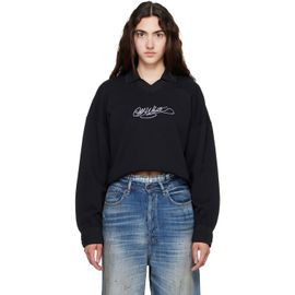 Off-White Off-White Black Embroidered Script Crop Polo