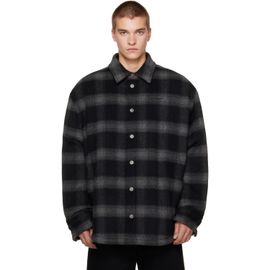 Off-White Off-White Black Flannel Wool Padded Overshirt Jacket