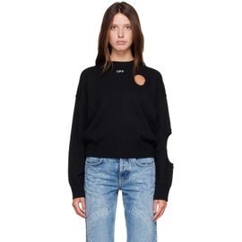 Off-White Off-White Black Meteor Knit Crop Crew Sweater