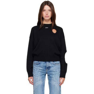 Off-White Off-White Black Meteor Knit Crop Crew Sweater