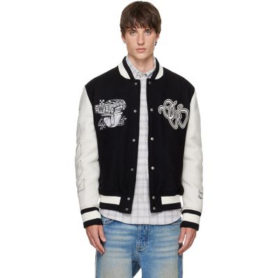 Off-White Off-White Black Wool Regular Collage Varsity Jacket