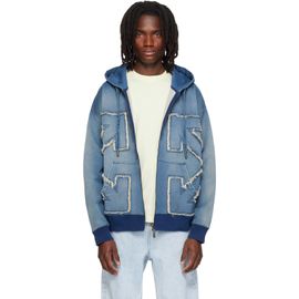 Off-White Off-White Blue Distressed Arrow Skate Zip Hoodie