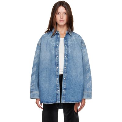 Off-White Off-White Blue Paisley Lover Denim Shirt