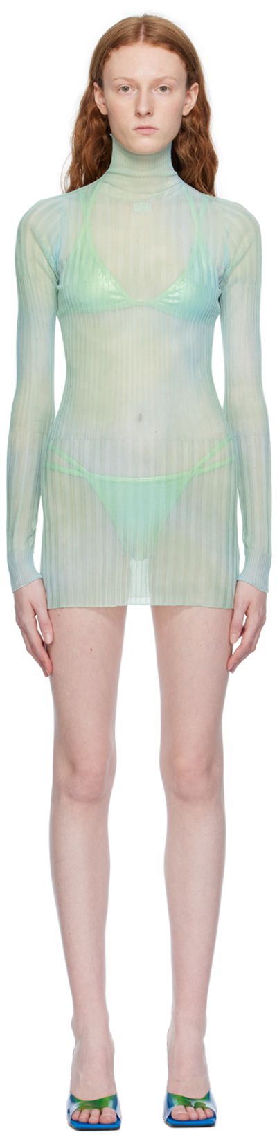 Off-White Off-White Blue Tie-Dye Minidress