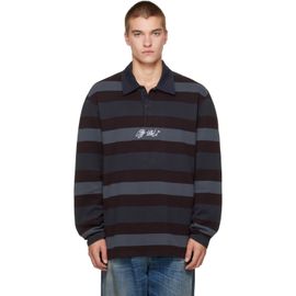 Off-White Off-White Gray & Burgundy Stroke OW Relax L/S Polo
