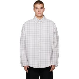 Off-White Off-White Gray Check Flannel Padded Overshirt Jacket