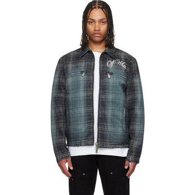 Off-White Off-White Gray Check Jacquard Skate Coach Denim Jacket