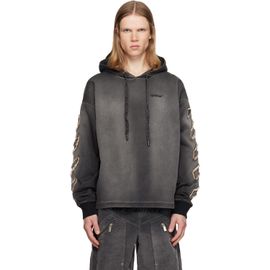 Off-White Off-White Gray Distress Diag Loose Highlighted B Hoodie