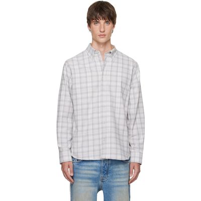 Off-White Off-White Gray Handstyle Logo Check Flannel Shirt