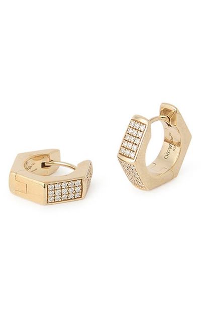 Off-White Off-White Hex Nut Diamond Huggie Hoop Earrings