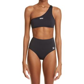 Off-White Off-White Logo One-Shoulder Two-Piece Swimsuit