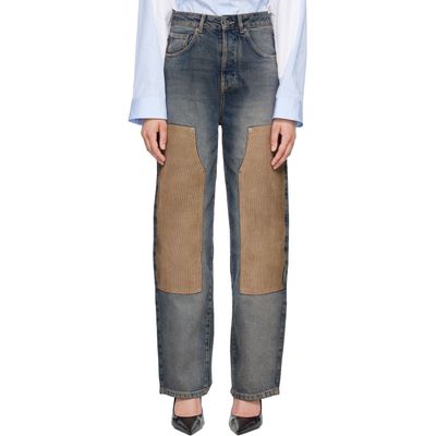 Off-White Off-White Navy & Brown Corduroy Patch Balloon Jeans