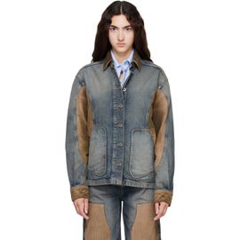 Off-White Off-White Navy & Brown Corduroy Patch Denim Jacket