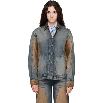 Off-White Off-White Navy & Brown Corduroy Patch Denim Jacket