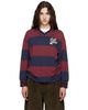 Off-White Off-White Navy & Burgundy Striped Interlock L/S Polo - 1